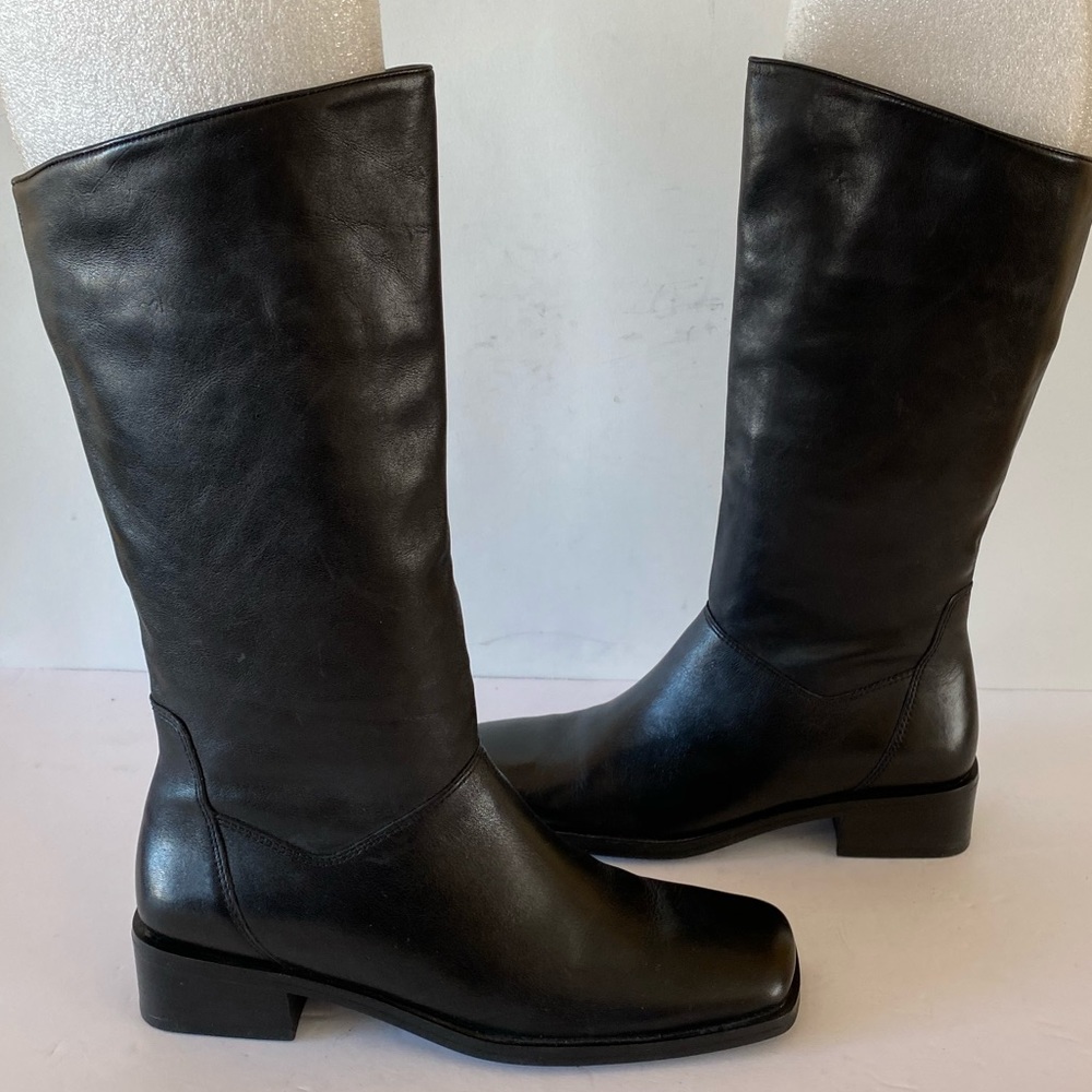 Naturalizer 885N41 Black Leather Pull On Boots 6M